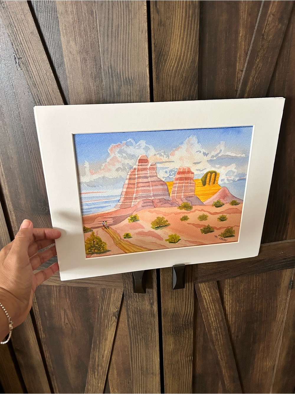 Desert Landscape Watercolor Print in Pink and Blue